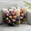 Ulloord Spring pillow Covers, Floral Tulips Striped Bow Farmhouse Decorative Throw pillowcases for Home Sofa Couch Decoration