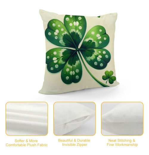 Ulloord St. Patrick's Day pillow Covers, Green Striped Wished Farmhouse Throw pillowcases for Home Sofa Couch Cushion Decoration