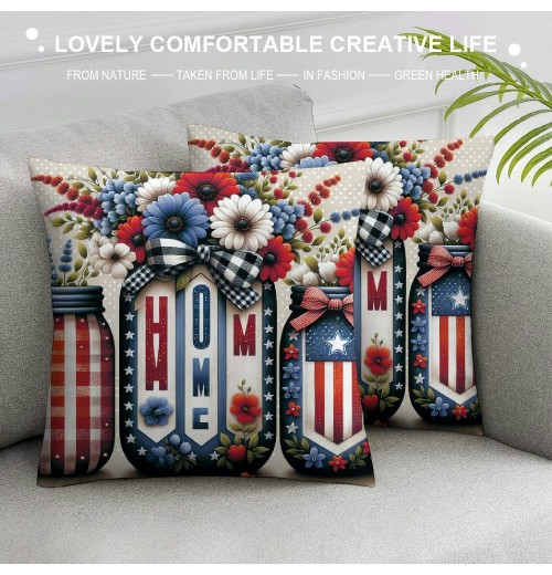 Ulloord Decorations pillow Covers Star and Strip Throw pillows Patriotic pillows Independence Day Decor Cushion Case