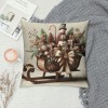 Ulloord Christmas pillow Covers , Striped Wooden Tree Xmas Holiday Decor Decorative Throw Cushion Case Decoration for Home Party Sofa Couch (Brown)