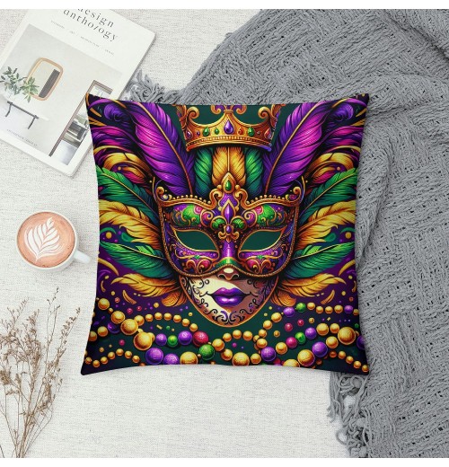 Ulloord Mardi Gras pillow Covers for Home Decorations Decor Happy Mardi Gras Throw pillows Decorative Cushion Cases Mardi Gras Decorations