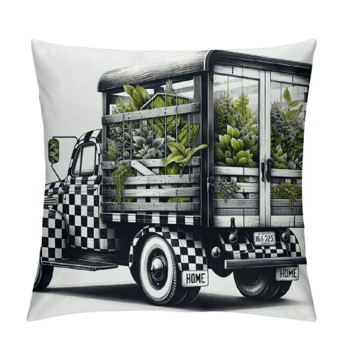 Ulloord Farmhouse pillow Covers Buffalo Plaid Truck Eucalyptus Leaves Home Sweet Home Decorative Throw pillow Covers Spring Farmhouse Decor pillow Case for Sofa Couch