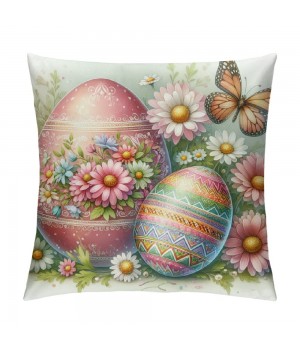 Ulloord pillow Covers Easter Eggs Floral Rabbit pillows Decorative Throw pillows Cushion Case Farmhouse Decor for Couch Sofa