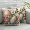 Ulloord pillow Covers Easter Eggs Floral Rabbit pillows Decorative Throw pillows Cushion Case Farmhouse Decor for Couch Sofa