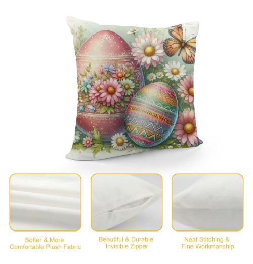 Ulloord pillow Covers Easter Eggs Floral Rabbit pillows Decorative Throw pillows Cushion Case Farmhouse Decor for Couch Sofa