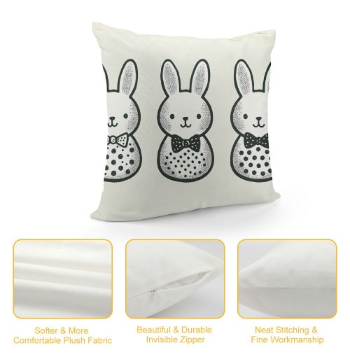 Ulloord pillow Covers, Rabbits Bunny Love All Striped Farmhouse Decorative Throw pillowcases for Home Sofa Couch Decoration