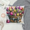 Ulloord Spring pillow Covers, Floral Striped Farmhouse Decorative Throw pillowcases for Home Sofa Couch Decoration