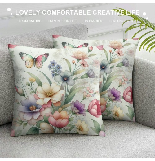 Ulloord pillow Covers Pink Flowers It is So Good to Be Home Spring pillows Decorative Throw pillows Floral Cushion Case Summer Decorations Farmhouse Decor for Sofa