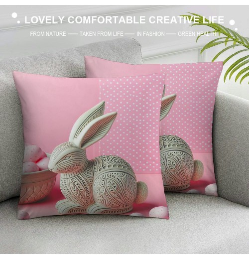 Ulloord pillow Covers, Rabbits Bunny Farmhouse Decorative Throw pillowcases for Home Sofa Couch Decoration