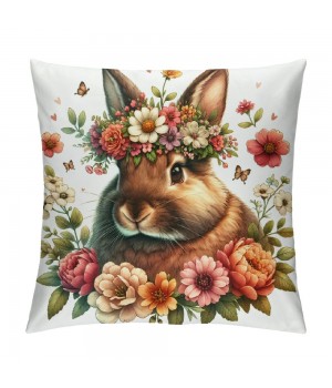 Ulloord pillow Covers Easter Eggs Floral Rabbit pillows Decorative Throw pillows Cushion Case Farmhouse Decor for Couch Sofa