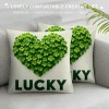 Ulloord St. Patrick's Day pillow Covers, Green Heart Buffalo Plaid Farmhouse Throw pillowcases for Home Sofa Couch Cushion Decoration