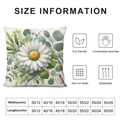 Ulloord pillow Covers Beige Bufflo Plaid Daisy Eucalyptus Leaves Decorative White Grey Throw pillow Covers Bloom with Grace pillowcase Spring Summer Decorations Farmhouse Decor