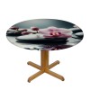 Ulloord  Round Table Fitted Table Cover with Elastic Edged Japanese Zen Bamboo Flower Orchid Waterproof Table  for Party Kitchen Dining Indoor Outdoor Table