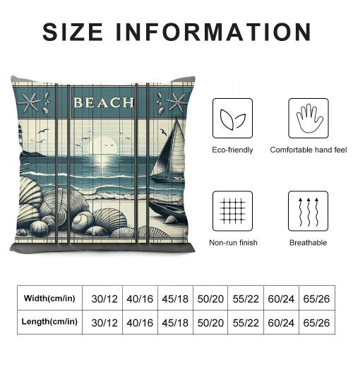 Ulloord Throw pillows Covers Vintage Beach Throw pillowcase Sea Animal Cushion Covers Square Country Decorative Home Couch