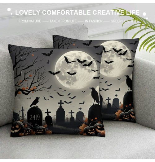 Ulloord Throw pillow Covers Halloween Skull Vintage&nbsp;Mediaeval Style&nbsp;Retro Home Decorative pillow Case &nbsp; Design Cushion Cover