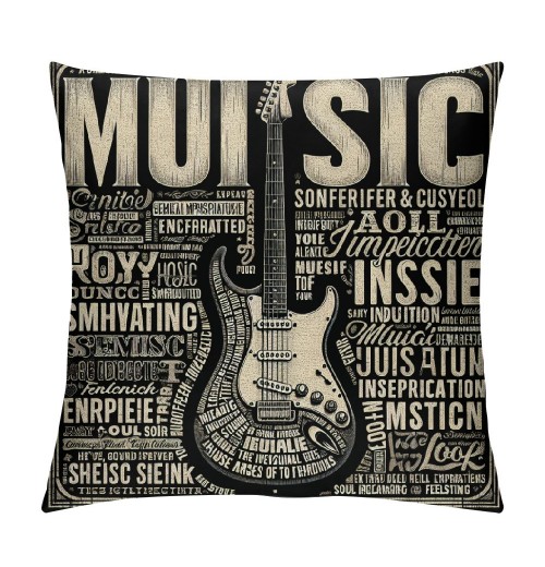 Ulloord Vintage Guitar Throw pillow Cover Speaks pillow Case Inspirational pillowcase Retro Cushion Cover for Home Sofa Bedroom Car(Guitar)