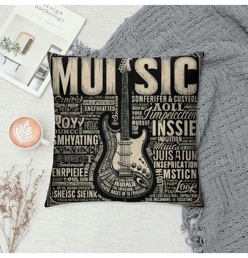 Ulloord Vintage Guitar Throw pillow Cover Speaks pillow Case Inspirational pillowcase Retro Cushion Cover for Home Sofa Bedroom Car(Guitar)