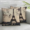 Ulloord Vintage Paris Throw pillow Covers&nbsp;French Eiffel Tower Pattern with Wood Grain Background Decorative pillow Case Cushion Cover for Home Couch pillowcase (Wood-Tower)