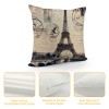 Ulloord Vintage Paris Throw pillow Covers&nbsp;French Eiffel Tower Pattern with Wood Grain Background Decorative pillow Case Cushion Cover for Home Couch pillowcase (Wood-Tower)