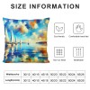 Ulloord Decorative Throw pillow Cover on Ocean Outdoor Decor Cushion Cover Square Oil Painting Sea Coastal Throws pillow Case for Sofa Couch