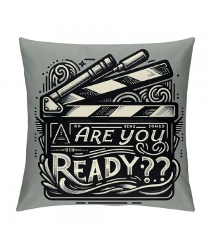 Ulloord Movie Clap-Stick Throw pillow Covers are You Ready Quote Throw pillow Case Cinema Decor&nbsp;pillow Cover Outdoor Decoration for Home Sofa Bed