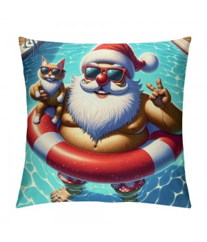 Christmas Blue Ocean Beach Decorations pillow Covers Swimming Holiday Winter Throw pillow Cases Outdoor Home Decor Cushion Cover for Sofa Couch