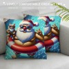 Christmas Blue Ocean Beach Decorations pillow Covers Swimming Holiday Winter Throw pillow Cases Outdoor Home Decor Cushion Cover for Sofa Couch