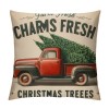 Ulloord Xmas Throw pillow Covers Farm Fresh Christmas Trees Decorative Farmhouse Outdoor Merry Christmas pillow Cases Super Soft for Couch Sofa