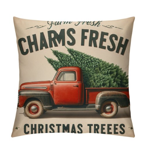 Ulloord Xmas Throw pillow Covers Farm Fresh Christmas Trees Decorative Farmhouse Outdoor Merry Christmas pillow Cases Super Soft for Couch Sofa