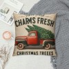 Ulloord Xmas Throw pillow Covers Farm Fresh Christmas Trees Decorative Farmhouse Outdoor Merry Christmas pillow Cases Super Soft for Couch Sofa