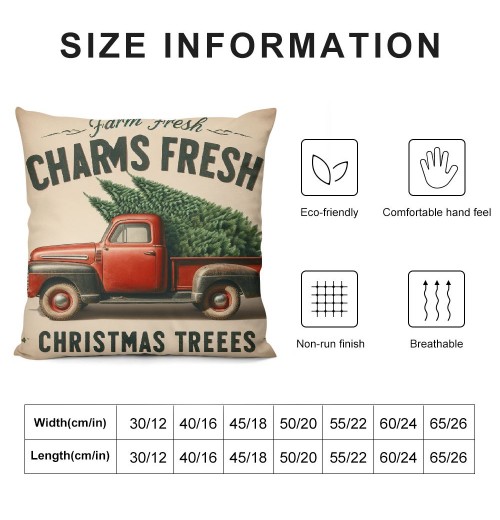 Ulloord Xmas Throw pillow Covers Farm Fresh Christmas Trees Decorative Farmhouse Outdoor Merry Christmas pillow Cases Super Soft for Couch Sofa