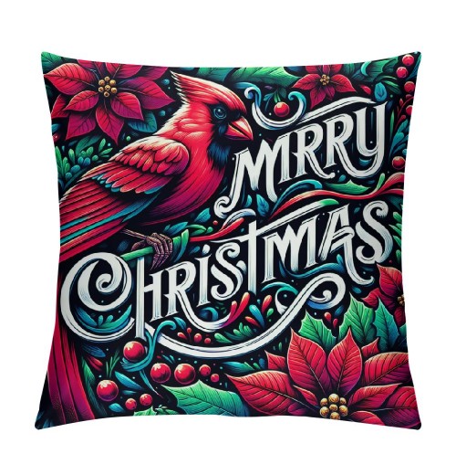 Ulloord Vintage Throw pillow Covers Merry Christmas with Xmas Flower Decor pillow Cover pillow Case Cushion Cover for Sofa