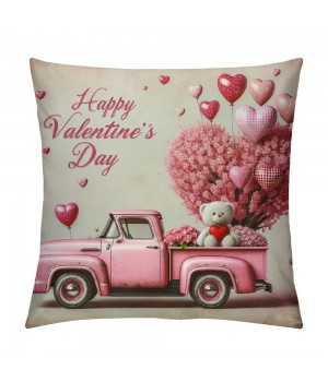 &nbsp;Happy Valentine's Day Throw pillow Covers Red Heart Truck pillow Cover&nbsp;Valentines Farmhouse pillow Cases Love Gift Cushion Cover Home Sofa pillowcase for Indoor Outdoor