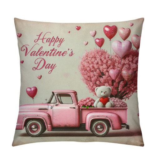 &nbsp;Happy Valentine's Day Throw pillow Covers Red Heart Truck pillow Cover&nbsp;Valentines Farmhouse pillow Cases Love Gift Cushion Cover Home Sofa pillowcase for Indoor Outdoor