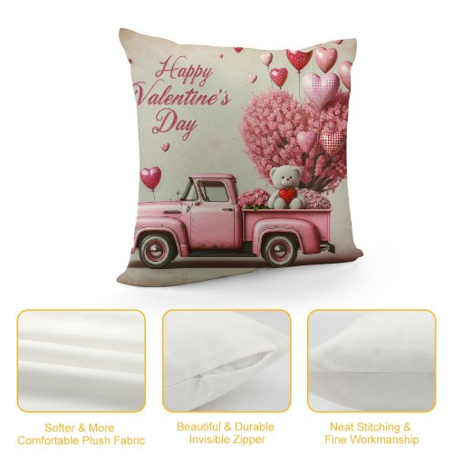 &nbsp;Happy Valentine's Day Throw pillow Covers Red Heart Truck pillow Cover&nbsp;Valentines Farmhouse pillow Cases Love Gift Cushion Cover Home Sofa pillowcase for Indoor Outdoor