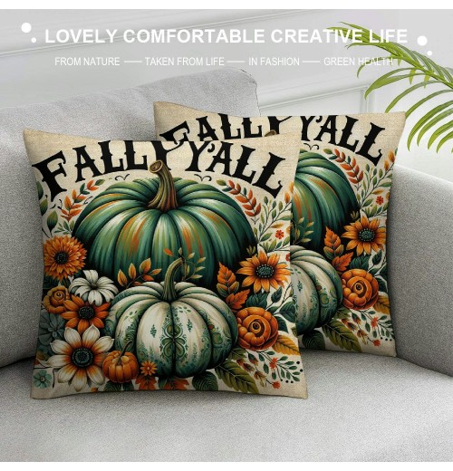 Ulloord Fall Decor Pumpkin Colorful Pumpkin Throw pillow Covers Autumn Theme Farmhouse Decorative Throw pillow Covers for Sofa (Fall Set)