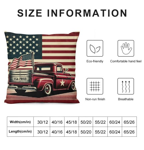 Ulloord Vintage Red Truck Throw pillow Covers America Flag Decorative pillow Covers Square Rustic Dog pillow Case Cushion Cover Home Outdoor Decor Sofa Bed