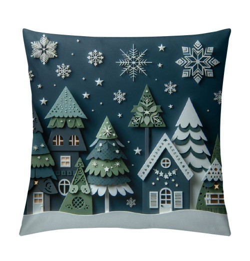  pillow Covers Blue Winter Holiday Farmhouse Decoration pillow Cases Cushion Cover for Home Sofa Couch