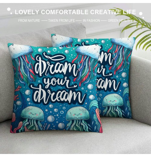  Throw pillow Cover Ocean Theme Beach Decorative pillow Cover Square Beautiful Cushion Cover Super Soft&nbsp; pillow Cases for Sofa Bedroom