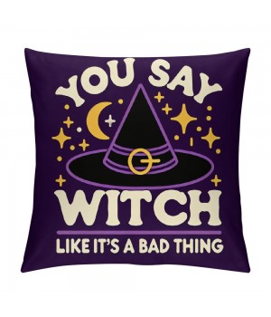 Ulloord  Halloween Magic Witch Hat Throw pillow Cover Happy Halloween pillow Case Square Decorative Cushion Cover for Home Sofa Couch pillowcase&nbsp;(Witch)