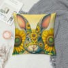 Ulloord Smillyard Home Outdoor pillow Covers Rabbit with Sunflower Floral Decorative pillow Covers Cute Bunny Flowers Farmhouse pillow Cases Animal Patter Cushion Cover