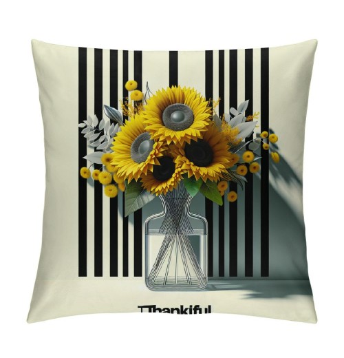 Ulloord Vintage Fall Farmhouse pillow Cover Color Pumpkin Sunflowers with Decorative Throw pillow Cover Outdoor Autumn Rustic pillow Case