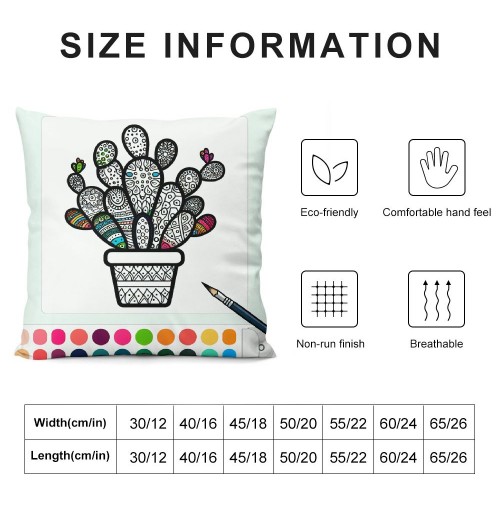 Ulloord  Tropical Plant Throw pillow Covers Watercolor Cactus Print Farmhouse Home Decor pillow Cover Super Soft Square White Background&nbsp;pillowcase Cushion Cover