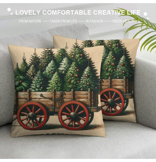 &nbsp;Christmas Decorative pillow Covers&nbsp;Christmas Trees with pillow Case Wood Background Merry Christmas Quote pillowcase Decor 