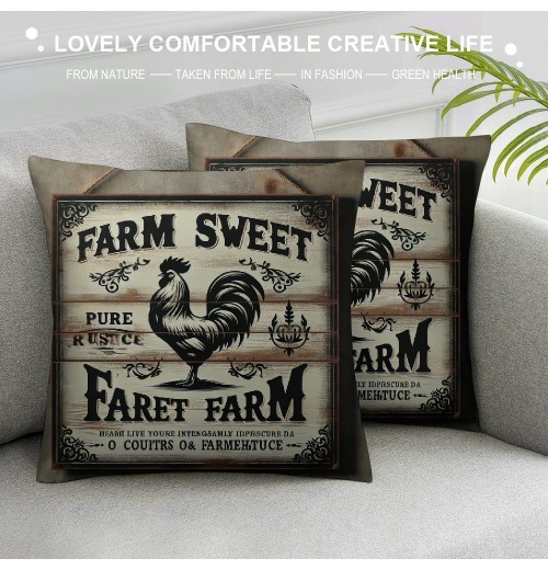  Farmhouse pillow Covers Vintage Wood Background Animal Decor Rustic pillow Case Farm Sweet Farm Lettering Cushion Cover Decor Sofa