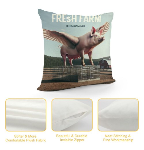 Ulloord Vintage Farmhouse Pig pillow Covers Poultry Pig Throw pillow Case Cushion Cover Fresh Farm Lettering Rustic Farm pillow Cover for Sofa 