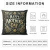 Ulloord Happy Mother's Day pillow Covers Flower Print&nbsp;Decorative pillow Covers Black Cushion Cover for Mother' Day Party Home Decor pillowcase