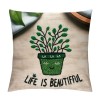 Ulloord  Throw pillow Covers Vintage Watercolor Summer Green Plant Grass Decorative pillow Covers Square Black Form Couch Decor Cushion Cover