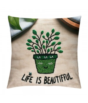 Ulloord  Throw pillow Covers Vintage Watercolor Summer Green Plant Grass Decorative pillow Covers Square Black Form Couch Decor Cushion Cover