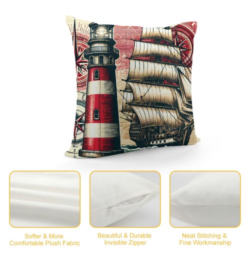  Nautical Compass Pattern Decorative pillow Covers Sea Vessel Throw pillow Covers Square Cushion Case Cover Home Decor for Sofa